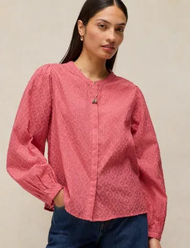 Lana Organic Jacquard Top - Mid Pink - White stuff - FashionsVida