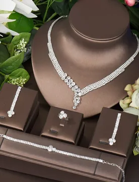 HIBRIDE Trendy Women Pendant Necklace And Earrings Round Shape Cubic Zirconia Jewelry Sets For Bridal Wedding Accessories N-75 - Aliexpress - FashionsVida