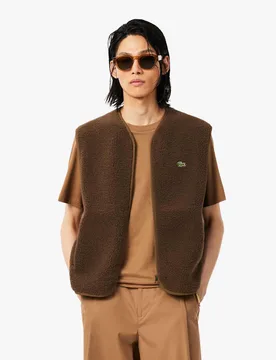 Lacoste Fleece Gilet Brown male - Lacoste - FashionsVida