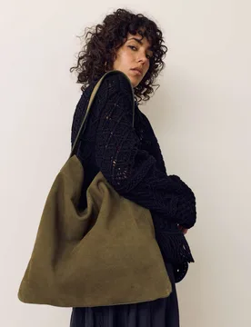 Suede Top Handle Shoulder Bag Olive female - Per Una - FashionsVida
