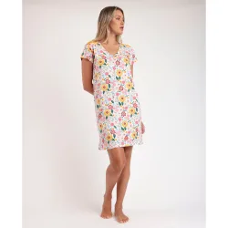 Camisón corto de mujer de punto viscosa con detalles en brillo