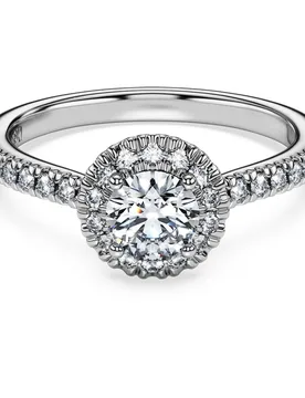 Anello solitario halo Eternity, Diamanti creati in laboratorio 0,8 ct tw, Forma rotonda, Oro bianco 18 K 58 - Swarovski - FashionsVida