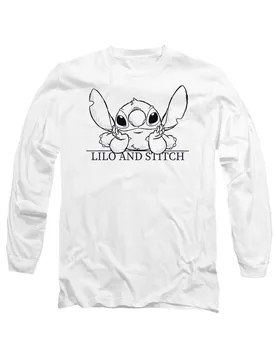Unisex Lilo Stitch Relax Sketch Long Sleeve T-Shirt, White Size: XL - White - Size: XL - Disney - FashionsVida