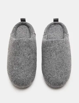 Felt Back Tab Mule Slippers Dark Grey female - M&S - FashionsVida