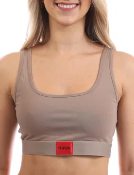 Hugo Womens Logo Label Bralette In Brown - Size Large - Hugo Boss - FashionsVida