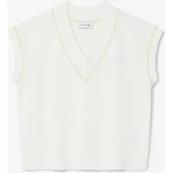 Jersey de mujer de punto cuello de pico de mezcla de algodón en de manga corta
