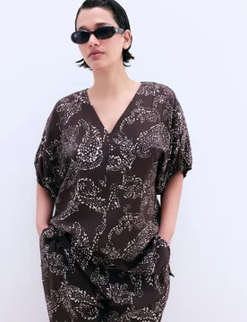 Top de mujer de manga corta con estampado de cachemir - Couchel - FashionsVida