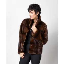 Chaqueta de mujer de pelo de visón napado reversible