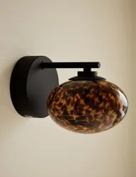 Rechargeable Tortoiseshell Glass Wall Light Black
