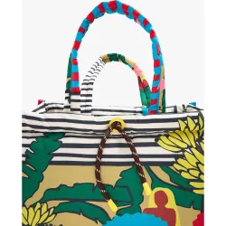 Shopper multiposición con cierre de cremallera y estampados