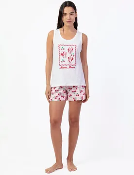 Pijama corto de mujer de punto de algodón detalles en relieve - Disney - FashionsVida