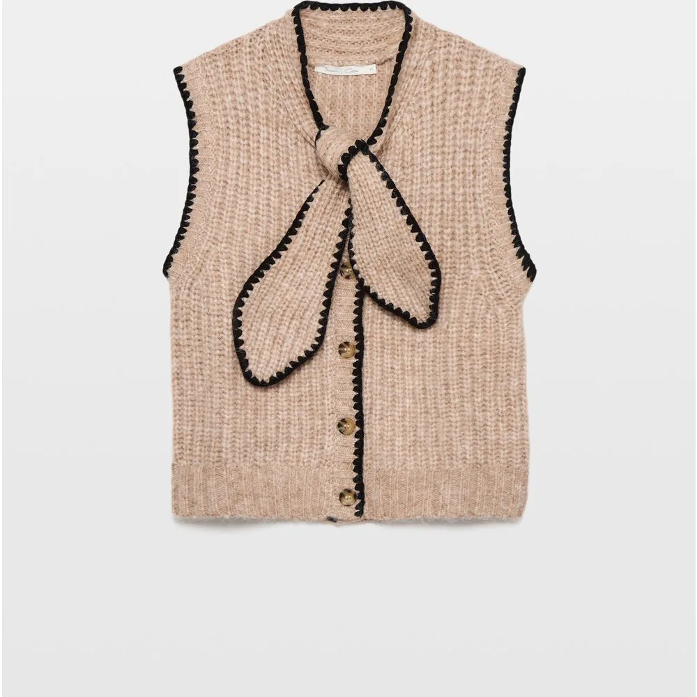 Chaleco de mujer con lazada con contrastes - Southern Cotton - FashionsVida