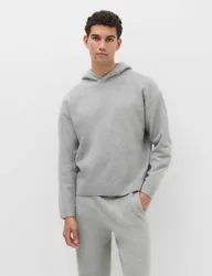 Relaxed Fit Knitted Hoodie Grey male