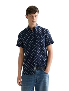 Chemise à Manches Courtes 183055 Linen Regular Fit Foulard Dress Blues S - Scotch & Soda - FashionsVida