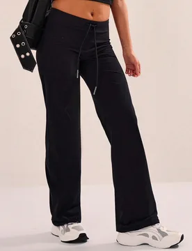 Pantalones de yoga de cintura baja con cordón y pierna recta, para pádel, tenis, pickleball, gimnasio, fitness, pilates y uso casual diario - Shein - FashionsVida