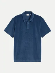 Frottee-Poloshirt Blau XL