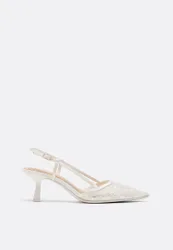 Kitten-Heels aus Mesh mit Strass BEIGE 37
