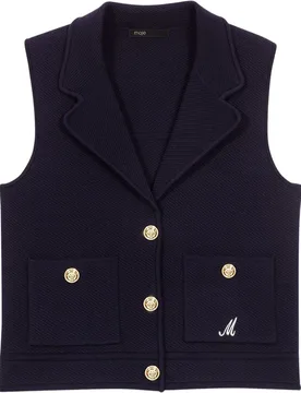 Chaleco de mujer de lana con cuello con solapas - Maje - FashionsVida