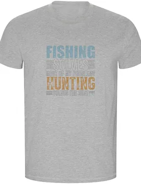 Fishing Solves Eco Short Sleeve T-shirt Heather Grey XL Men,Women - Kruskis - FashionsVida