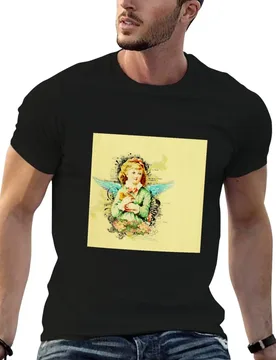 Rustic,vintage,reproduction,collage,angel girl,floral,shabby chic T-Shirt Non-Shrink Basic Cotton T-Shirt - Aliexpress - FashionsVida