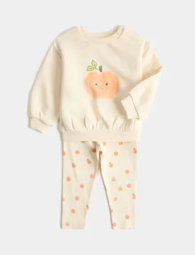 Cotton Rich Halloween Pumpkin Sweat Set (0-3 Yrs) Cream Mix Female - M&S - FashionsVida