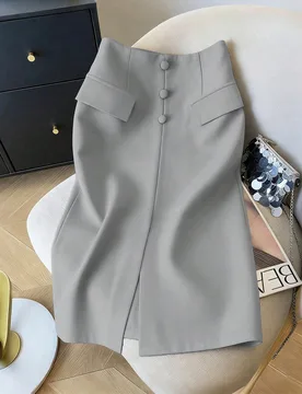 Falda casual y versátil de unicolor con diseño dividido para vacaciones M - Shein - FashionsVida