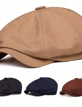 Pieza Gorra de estilo newsboy de unicolor para hombre, sombrero casual para exteriores, boina de moda, adecuada para viajes de primavera/otoño, playa - Shein - FashionsVida