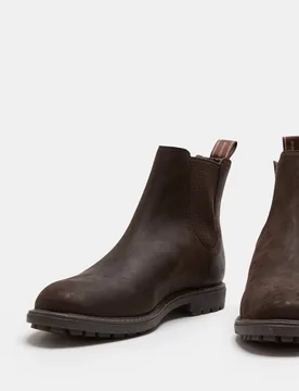 Wide Fit Waterproof Nubuck Chelsea Boots Dark Brown male - M&S - FashionsVida