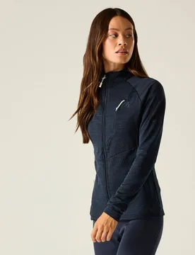 Women's Emerging III Textured Full Zip Stretch Midlayer Sweatshirt in Mid Navy Size: 16 - Mid Navy - Size: 16 - Dare 2b - FashionsVida