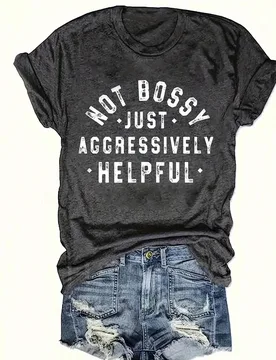 Camiseta de mujer de manga corta con estampado y eslogan "NO SOY MANDONA, SOLO AGRESIVAMENTE ÚTIL" XL - Shein - FashionsVida