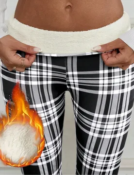 Leggings elegantes y cálidos para mujer, de cintura alta, elásticos, de corte slim y ajuste perfecto como capa base, para invierno S - Shein - FashionsVida