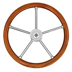 Teak Wood Handle Rudder Brown / Silver 400 mm unisex