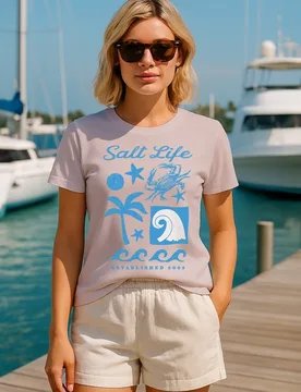 Beach Stamp Womens T-Shirt - - Size: XL - Salt Life - FashionsVida
