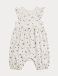Pure Cotton Floral Romper (0-3 Yrs) Cream Female