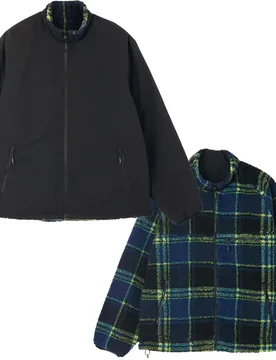 Veste chaude et réversible - Reversible Sherpa Plaid Jacket Plaid/Black en Nylon - Taille L - Bleu - Gramicci - FashionsVida