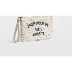 Zadig & Voltaire - Cartera mediana de mujer resort de lona revestida con estampado monograma