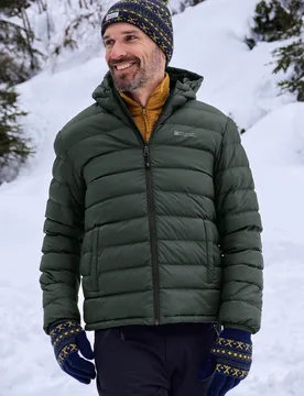Seasons' Mens Padded Jacket With Side Pockets Fur Lined Water Resistant Coat Green Polyamide - Size Medium - Mountain Warehouse - FashionsVida