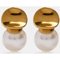 Pendientes redondos con perlas decorativas