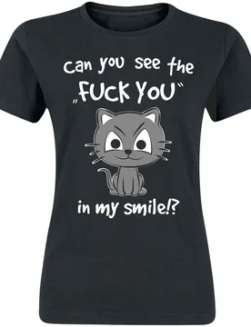 T-Shirt - Can You See The Fuck You In My Smile!? - S bis 3XL - für Damen - Größe XL - schwarz - Frauen - female - Tierisch - FashionsVida