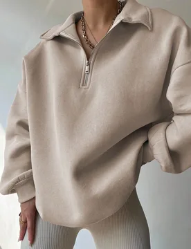 Sudadera casual de mujer con cremallera frontera de unicolor, manga larga, top de manga larga, graduación, maestro, regreso a la escuela, sudadera de - Shein - FashionsVida