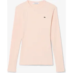Camiseta de mujer de canalé de algodón de corte ajustado de manga corta