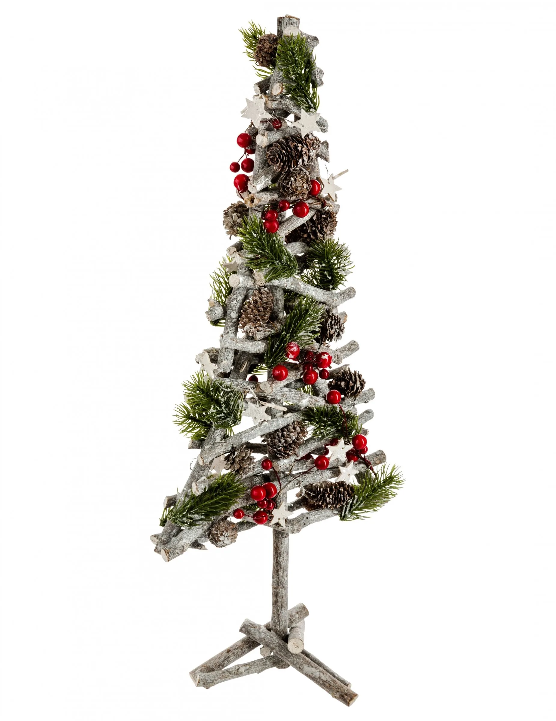 Geschmückter Weihnachtsbaum aus Holz bunt 57 cm - JJA - FashionsVida