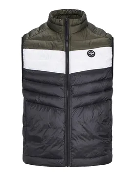 Mens Sleeveless Gilet – Zipper Closure And High Neck - Black/white - Size Small - Jack & jones - FashionsVida