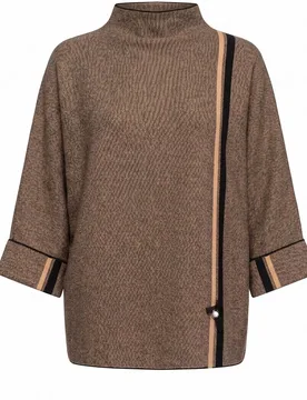 Jersey de mujer de punto jaspeado y raya lateral - Tantra - FashionsVida