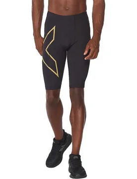 Mcs Run Short Leggings Black / Gold Reflective XL Men - 2XU - FashionsVida