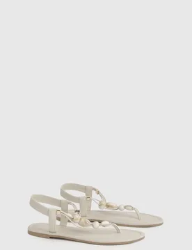 Womens Beaded Toe Post Sandals - Cream - Size Uk 4 - Boohoo - FashionsVida