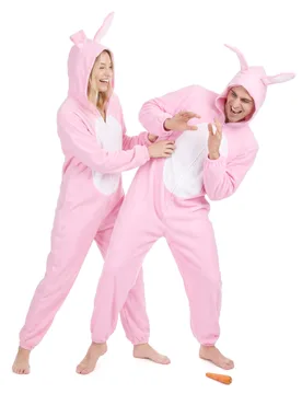Hasen-Paarkostüm für Erwachsene rosa-weiss - BCI - FashionsVida