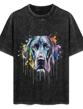 Drip Art Great Dane T-Shirt Work Duty Casual T-Shirt - Aliexpress - FashionsVida