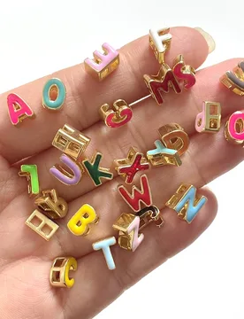 Pcs/New Colorful A-Z Initial Alphabet 3D Bubble Letters Gold Plated Drip Oil Fashionable Jewelry Pendants Charms - Aliexpress - FashionsVida