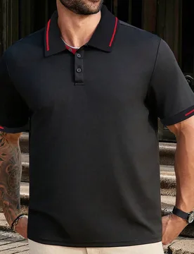 Camisa polo casual de manga corta con bloques de color para hombre talla grande, para uso diario en verano, para salir, formal 2XL - Shein - FashionsVida